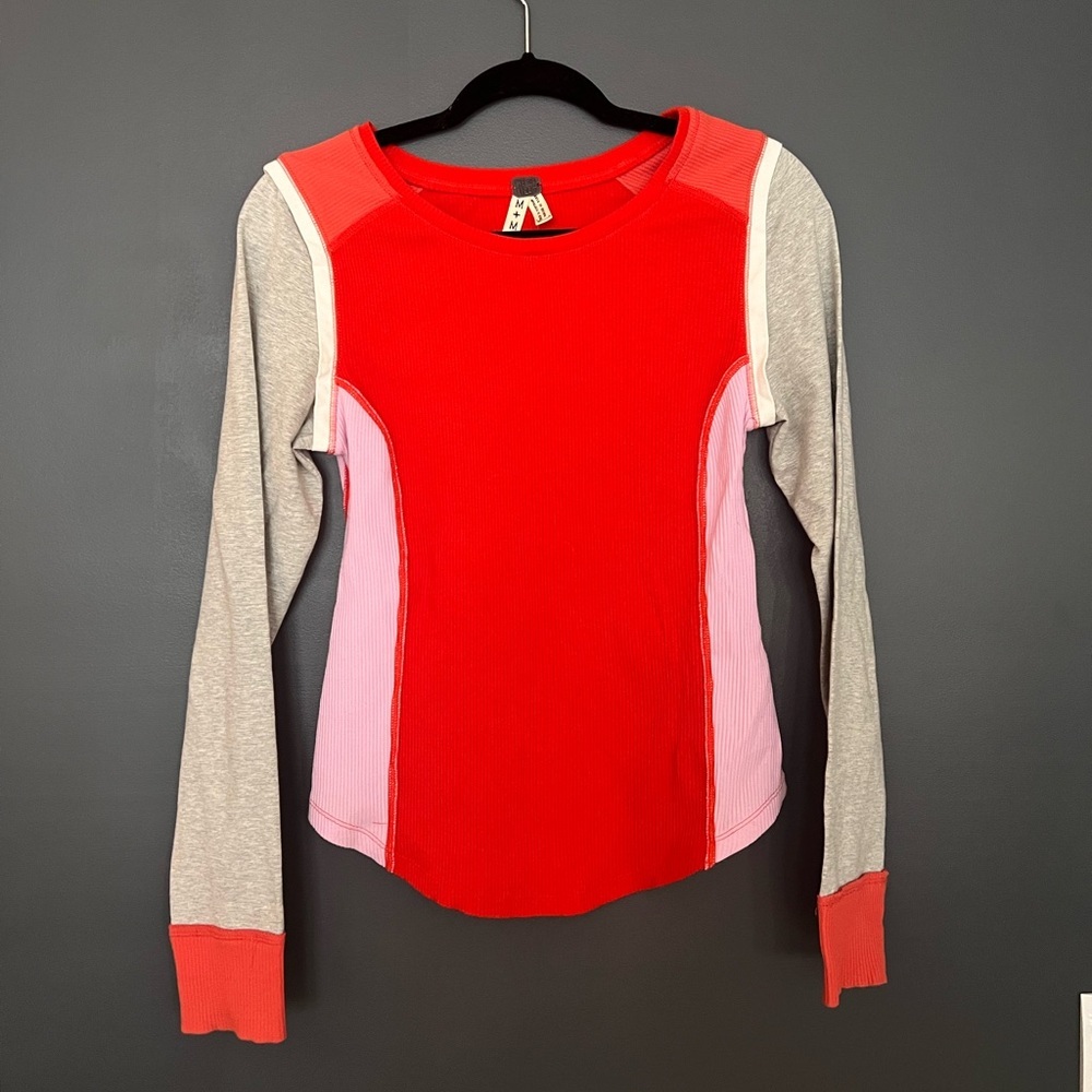 Free People Colorblock Long Sleeve Thermal Top